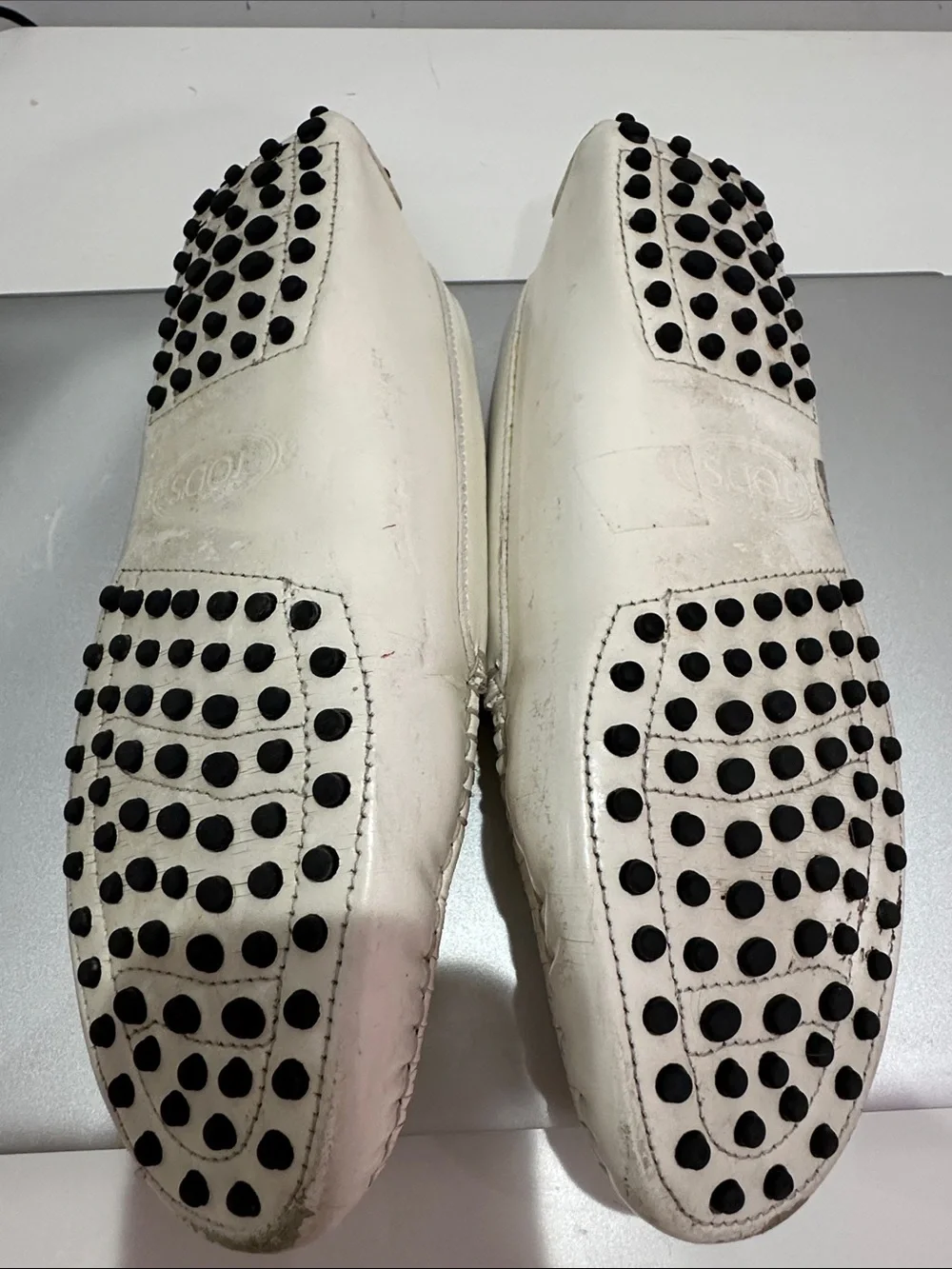 Tod's White Leather Penny Loafers
